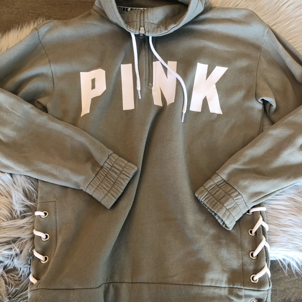 PINK Dark Green Pullover/Hoodie Size XS